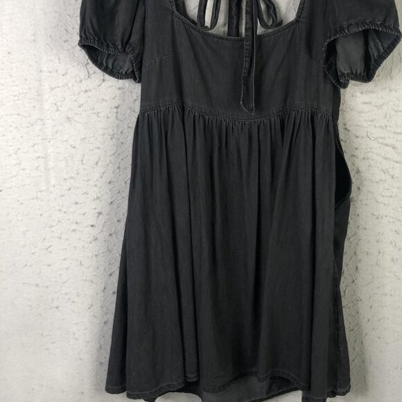 ASOS DESIGN Dress Women 6 Square Neck Puff Sleeve Babydoll Tie Back Fit Flare - Picture 2 of 6